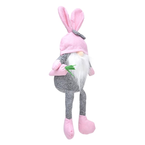 Påskhare Gnome Dockor Mjukt Tyg Långt Ben Söt Faceless Gnome Prydnad För Heminredning（Rosa Hatt）