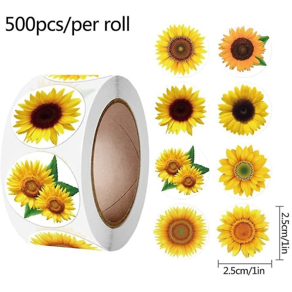 Solsikkemærke takkemærke, 500 stk. 2,5 cm/1 tomme runde selvklæbende etiketter Klistermærker Dekorative belønningsmærkater til gør-det-selv-konvolut