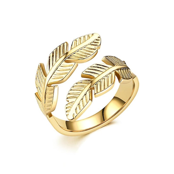 2 st Fashionable Feather Ring, rostfritt stål Ring