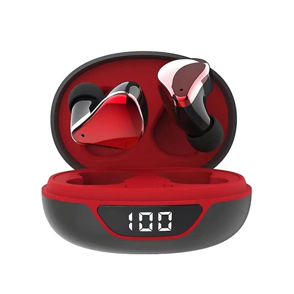 Inear Bluetooth Headset Digital Display Mini Musik Privat Model Gaming Bluetooth Headset（sort rød）