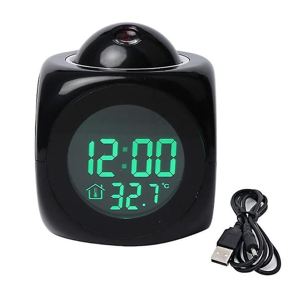 Projektionsväckarklocka Digital Röst Tid Temperatur Lcd Digital Växarklocka