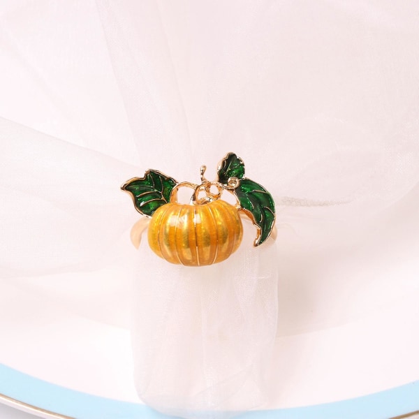 Gresskarserviettringer – høsttema høstborddekorasjon til høsttakkefest og halloween (gull)