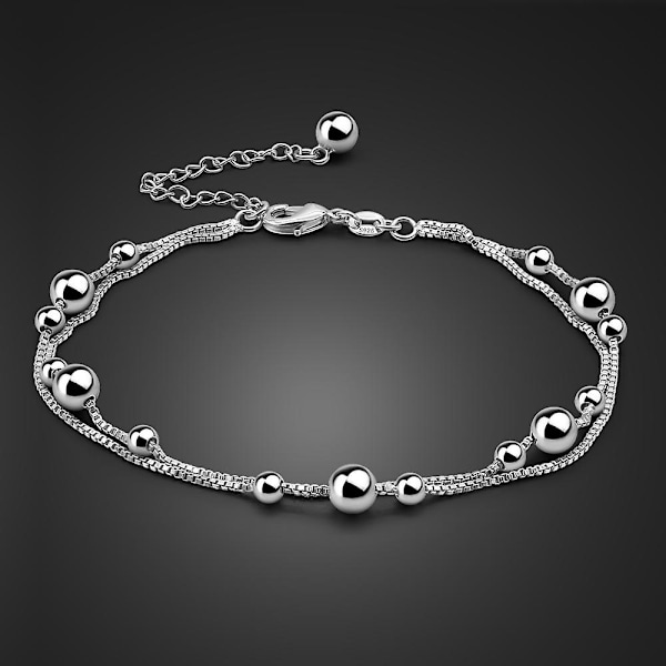 925 Sterling Silver Dubbel Box Kedja Fotkedja Barfota Strand Smycken 28cm