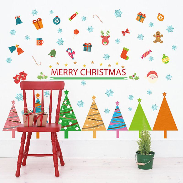 2pcs Colorful Chirstmas Trees Skirting Board Decal Sticker Kids Room Kindergarten