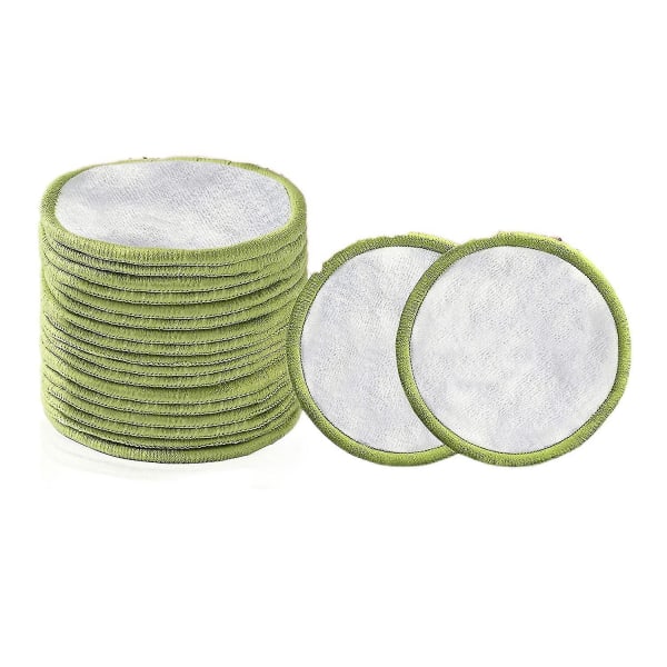 Genanvendelige makeupfjernerpuder (20 stk.) med en vaskbar vaskepose og rund boks, der er kompatibel med opbevaring | Genanvendelige bambus bomuldsrunder Kompatibel Wi