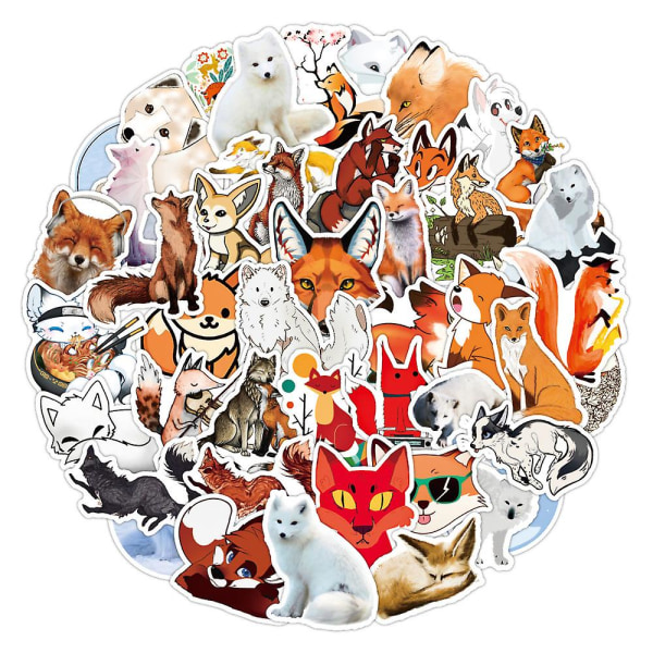 GHYT Fox Stickers| 50 STK | Vinyl vandtætte klistermærker til bærbar computer, skateboard, vandflasker, computer, telefon, guitar, Foxs klistermærker til børn, voksne (Fox Stic
