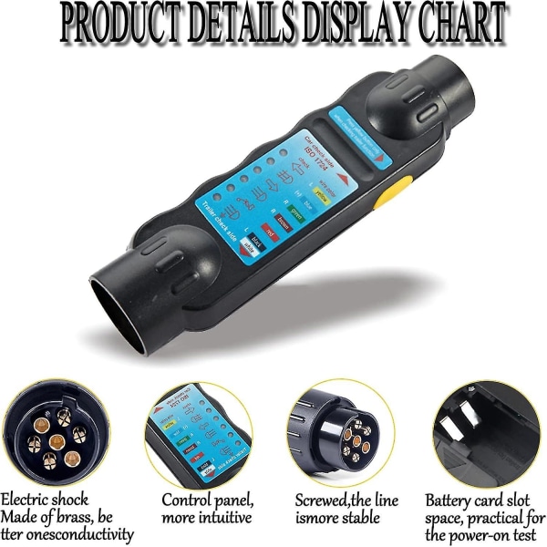 Tilhenger Tester 7 Pin 12v Tilhenger Plugg Socket Tilhenger Lys Krets Tester Bil Motstand Tilhenger Plugg Kontakt Opptaker Ledninger Diagnostisk Verktøy Svart