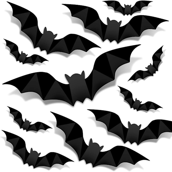 128 st fladdermusväggdekorationer, 3D läskiga vattentäta fladdermusväggdekaler för Halloweenfest inomhus utomhus dekorationstillbehör