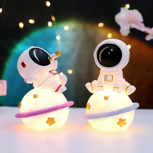 Nattlampa söt astronaut planet rosa baby nattlampa