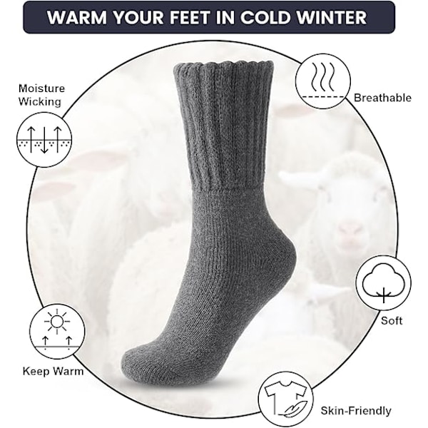 2 par Stövlar Sockor för Kvinnor Vinter Solid Tjock Varma Sockor Mysiga Crew Sockor Julgåva-Svart