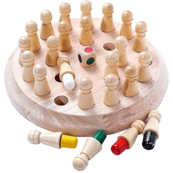 Memory Chess Barneselskapsspill Minne fyrstikkpinne i tre Sjakkspill Moroblokk