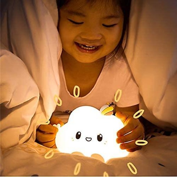 Moln LED-nattlampa för barn Mjukt silikonljus för barnrummet Färgglat sömnljus med peksensor och fjärrkontrolllampa för barnsäng