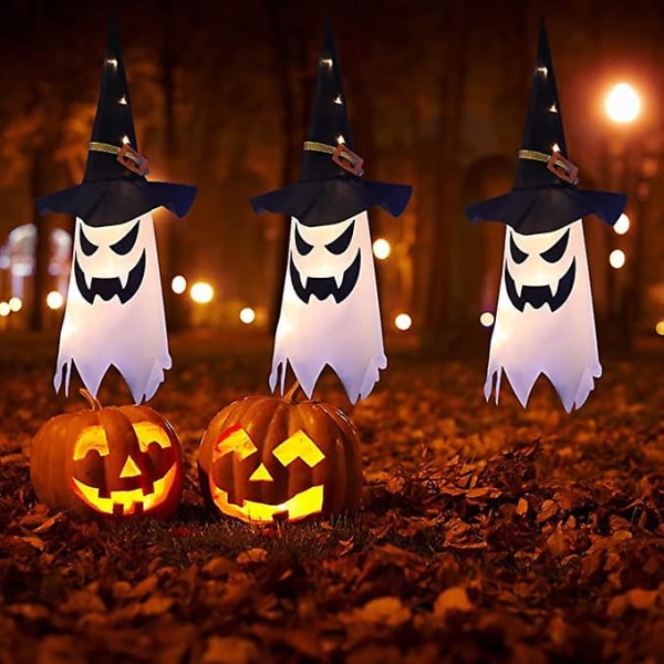 Halloween-koristeet Ulkoilmakoristeet Ripustettava Valoisa Hohtava Aave Noitahattu Halloween-koristeet(3 kpl)