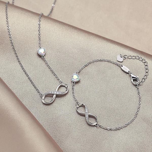 WABJTAM Dam 925 Sterling Silver Infinity Armband, Dam Justerbart Kärleksarmband, Dam Smycken Damgåvor Födelsedag Mors Dag Mamma Present I