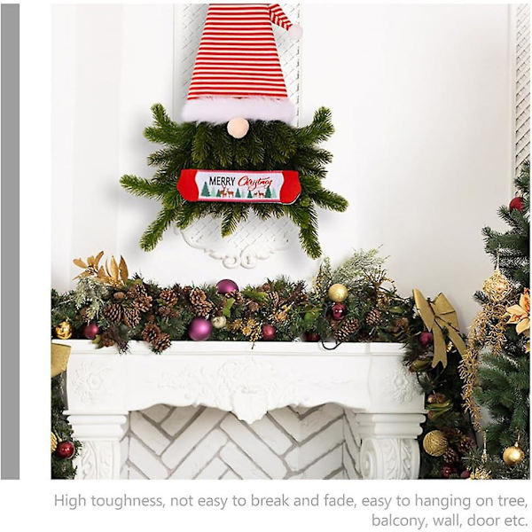 Jultomte Krans Tallbarr Tomte Jultomte Krans Juldekorationer Krans för Dörr Fönster Dekorationer