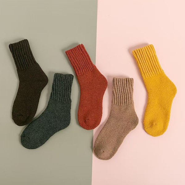 2 par Stövlarsockor för Kvinnor Vinter Solid Tjock Varma Sockor Mysiga Crew Sockor Julgåva-Beige