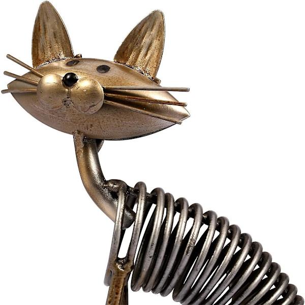 Katt Skulptur, Metallsculptur Järnkonst Katt Fjäder Gjort Katt Hantverk För Hem Kontor Dekoration