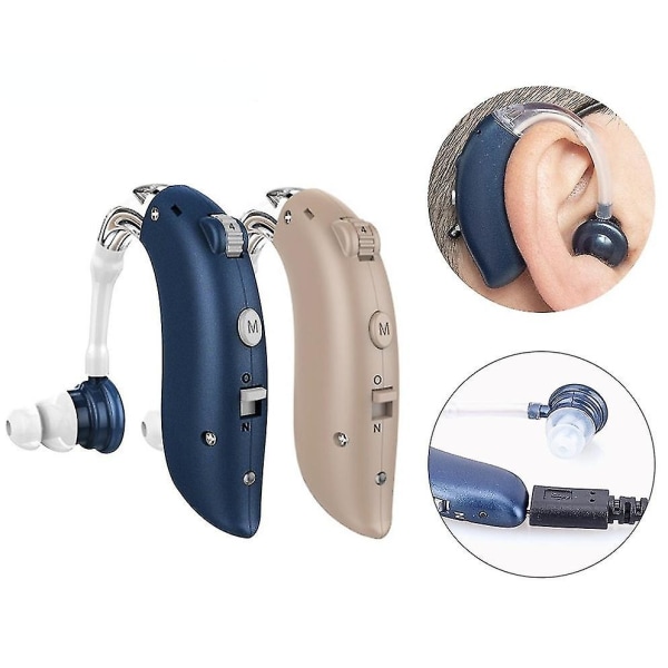 Genopladeligt høreapparat Justerbar tone Bærbar døve ældre digitalt høreapparat（Blå）