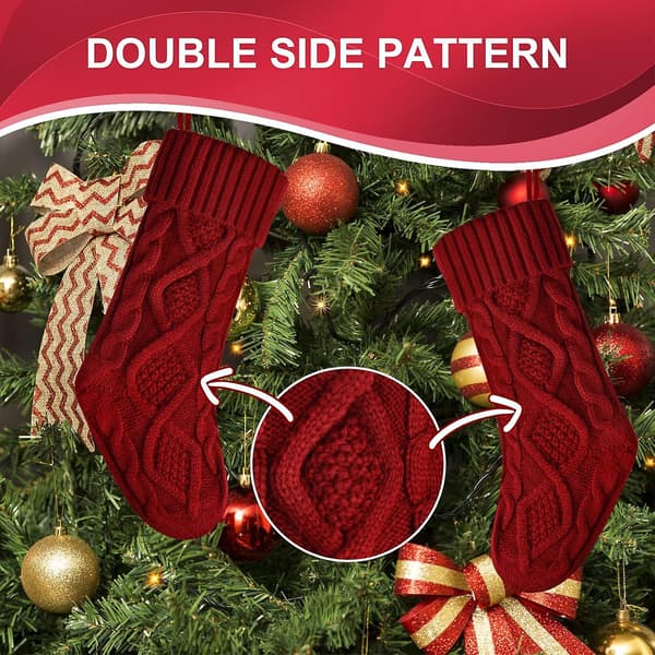 18\" 4-pack Unika Burgunder Stickade Julstrumpor, stil 2