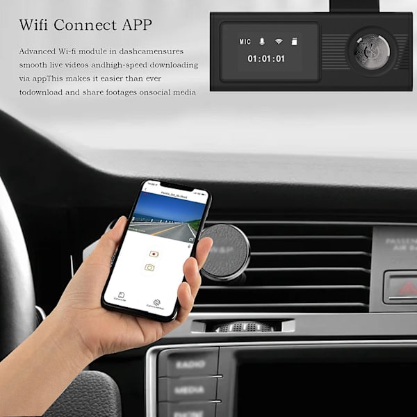 Dash Cam Real 1080P Bil Dash Cam Front Dash Kamera För Bilar Wifi Kamera Recorder G-Sensor Med Super Night Vision Loop Recording
