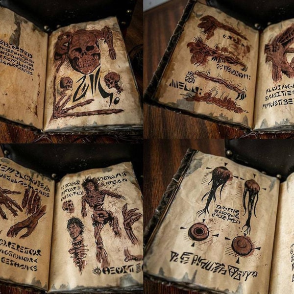 Necronomicon Bokrekvisita Film Wiccan Spellbook Grimoire Lovecraft Halloween Skräck Bok med trollformler Dekor