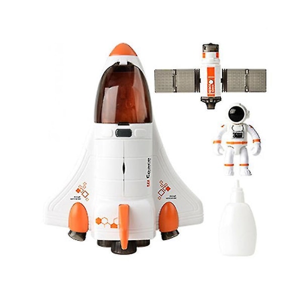 Rumfartøj Flylegetøj til børn med lys Lyd Astronautfigur Rumskibspray Luftfart Flymodel Jul（orange）