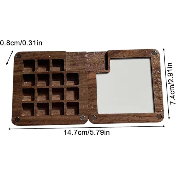 15 Rutor Bärbar Vattenfärgspalett Med Klämma, Trä Mini Resepalett, Magnetisk Palettlåda För Vattenfärgsmålning