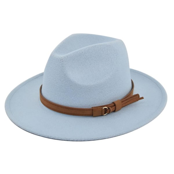 Retro Jazzhatt Suede Bälte Ullhatt Cowboyhatt Retro Imitation Ullhatt Platt Brättehatt Bf150