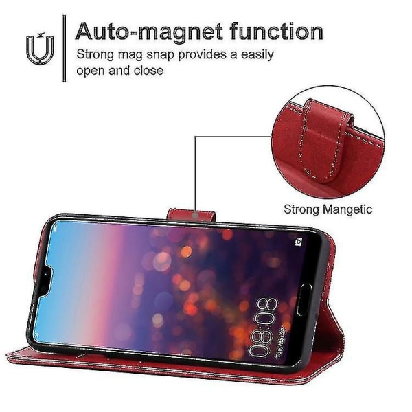 Til Huawei P20 lædertelefontaske (rød)