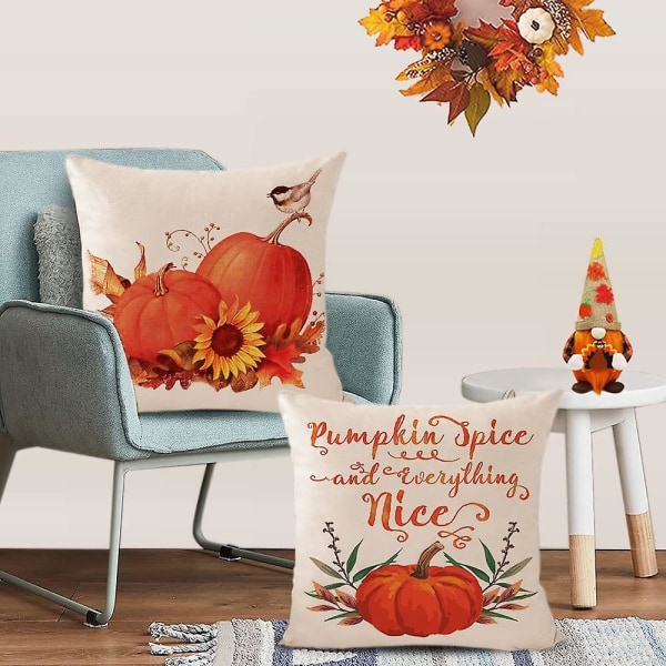 Set av 4 hösten pumpa skörd dekorativa kuddar hösten Thanksgiving