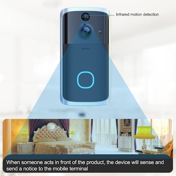 Trådlös WiFi-videodörrklocka Smart Phone Dörr Intercom Säkerhetskamera Klocka