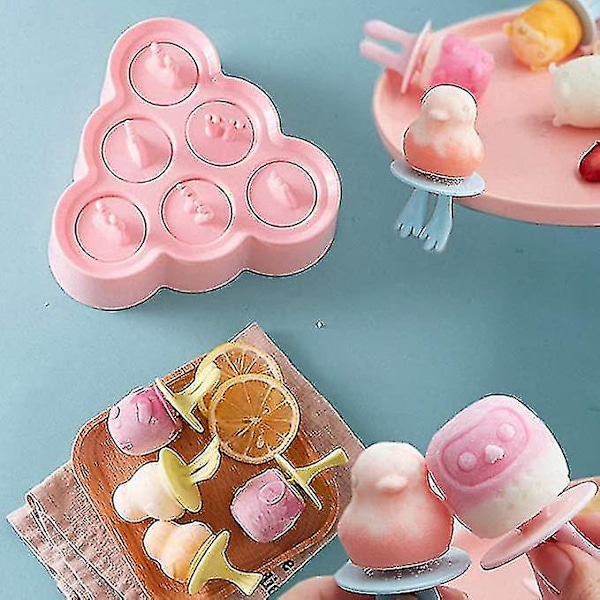 Silikon Popsicleformar, Mini Djur Popsicleformar För Barn, Triangel Cartoon Formar DIY Popsicle Hemgjord