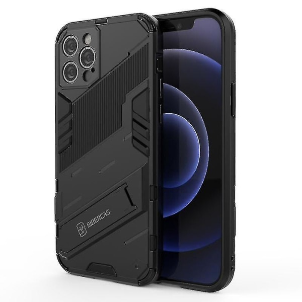 Iphone 12 Pro Punk Armor 2 in 1 PC + Tpu iskunkestävä case , jossa näkymätön pidike (musta)