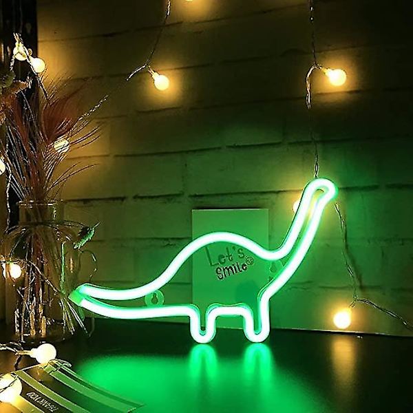 LED-neonskylt (grön) dinosaurieformad dekorationsljusskylt, väggdekor för jul, födelsedagsfest, barnrum, vardagsrum, bröllopsfestdekoration