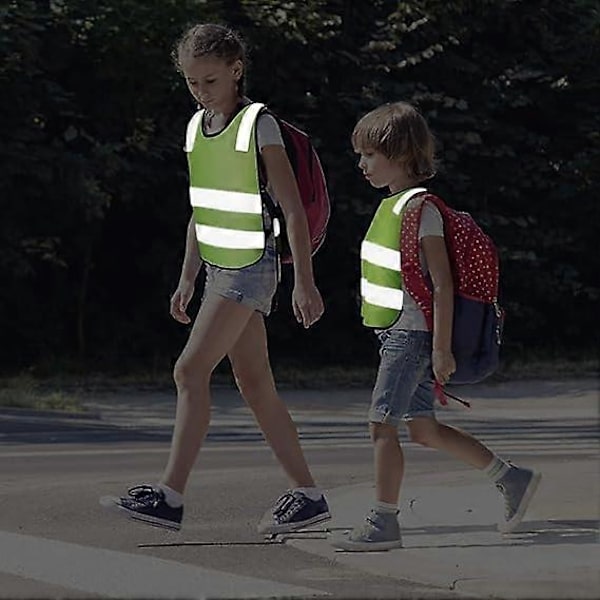 Säkerhetsväst för barn, synlig för cykling, skidåkning, förskola, utomhusaktiviteter, säkerhetsskydd, reflekterande, 85 g, barns väst, fluorescerande grön