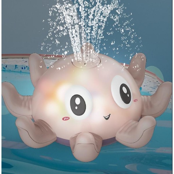 Sommer babybadeværelse Automatisk induktionsvandspray Lille blæksprutte Elektrisk blæksprutte med lys og musik vandlegetøj（pink）