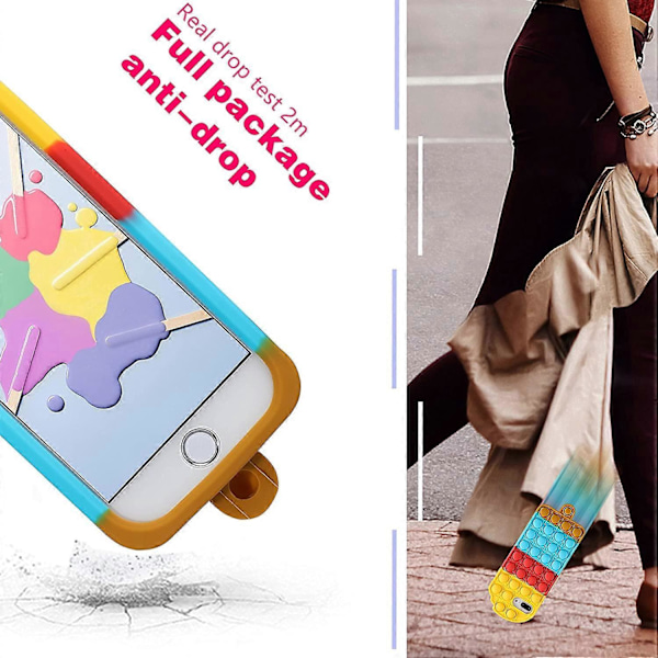 Regnbågs-Popsicle-fodral för iPhone 6 Plus/6S Plus/7 Plus/8 Plus Cartoon Rolig Kawaii Silikonfodral Fidget Unik Design Estetisk för Flickor Pojkar Barn C