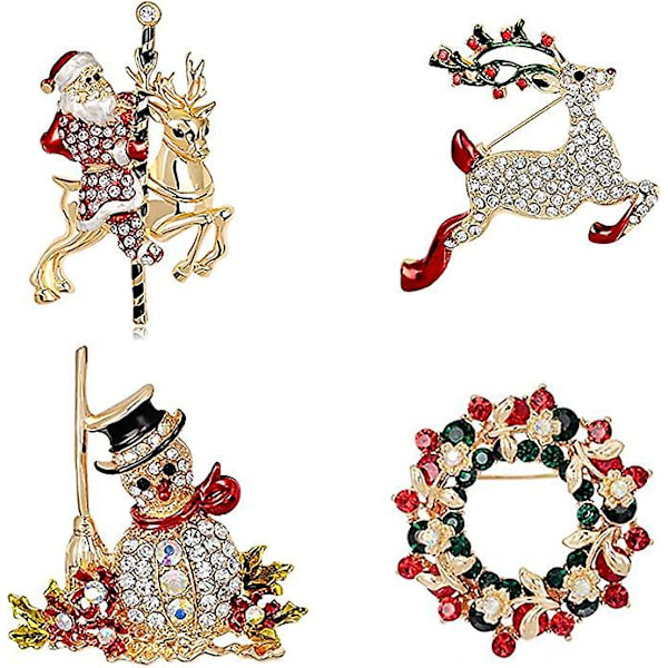 Wabjtam 9-pack flerfärgade strass kristall jul brosch nål set för julklappar
