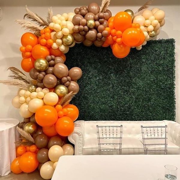 Oransje ballonger Garland buesett med krom Metallic Gull Brun Forskjellige størrelser ballong til babydusj Brudedusj Bursdagsfestdekorasjoner