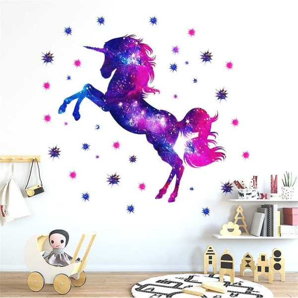 WABJTAM Starry Sky Unicorn vinyl vægmærkat til børneværelset