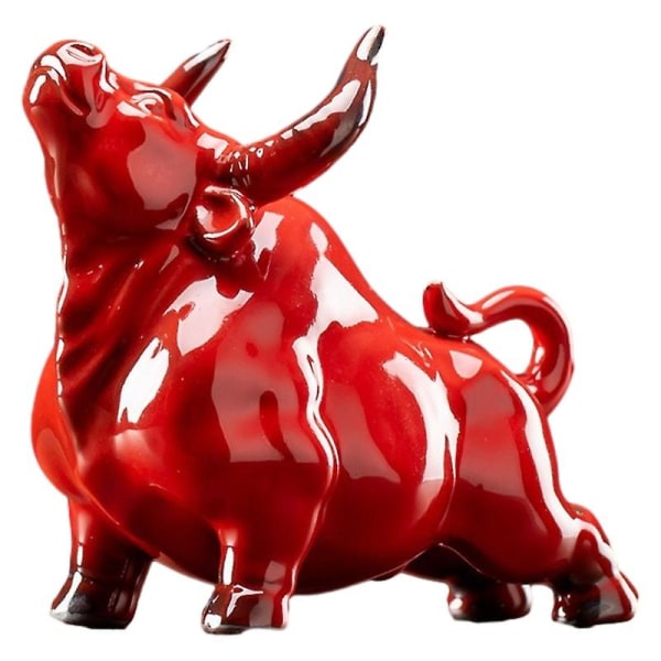 Creative Cow Ornaments Hjem Stue Kontorbord Lucky Decoration Mascot（A，Red）