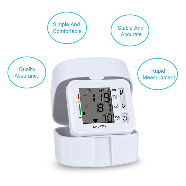 Handledsblodtrycksmätare LCD-skärm med stor skärm Monitorenhet för blodtryckspuls snabb mätning