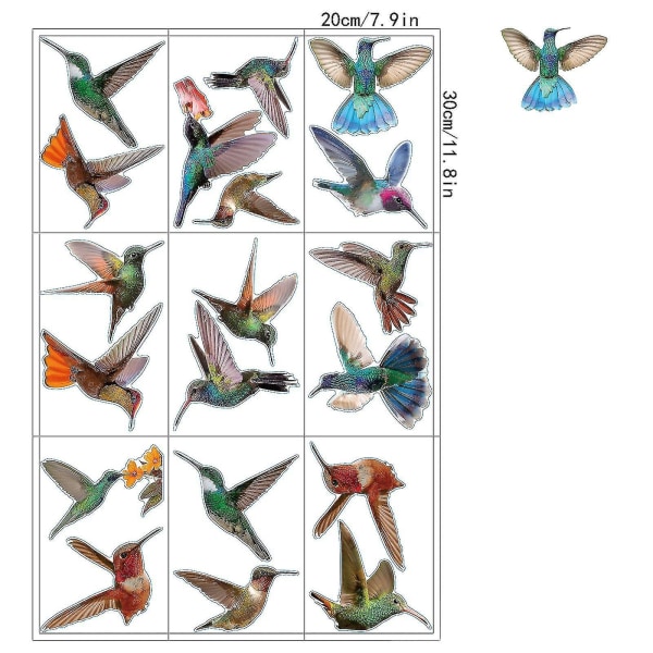 19 stk. Hummingbird Window Clings, anticollision Window Clings Decals for at forhindre fugleangreb på vinduesglas Hummingbird Stickers, 9 ark_Aleko