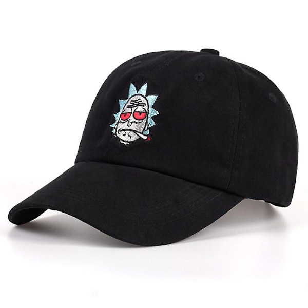 Cartoon rick and morty basebollkeps bomull broderi mjuk topp keps Rick afro hatt Rökning svart