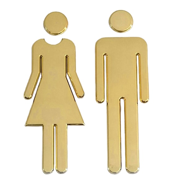 Man & Kvinna Toalettdekal WC-dekaler Toalettskyltar Toalett Toalettskyltskylt för Hem Hotellrestaurang（Guld）