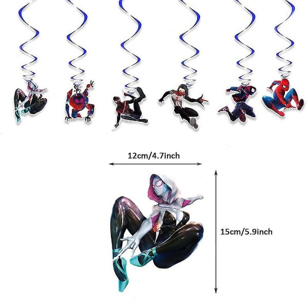 Spider-man: Across The Spider-vers-tema Barnebursdagsfest dekorasjonssett, inkludert banner, ballongsett, kakecupcake toppers, virveldekor, del