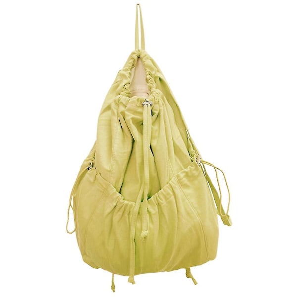Kvinder Rygsæk Snørebånd Lærred Daypack Casual Skuldertaske Fashion Bogtaske（Gul）