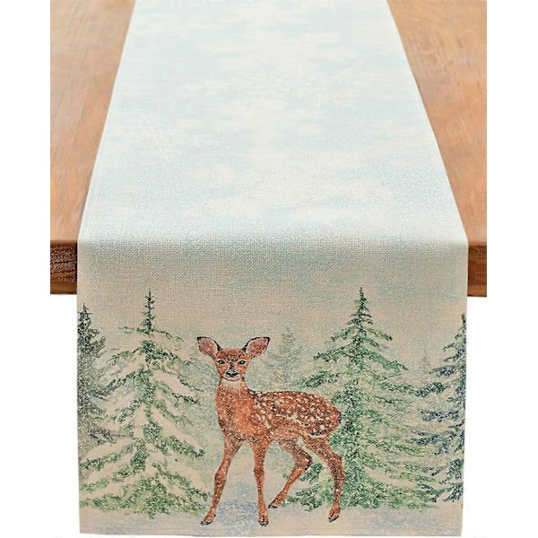 Julbordstablett, Rensa Trädsnöflingestil Bordstablett 180cm Lång, Polyester Säsongsbetonad Bordstablett (Rensa, 180cm)