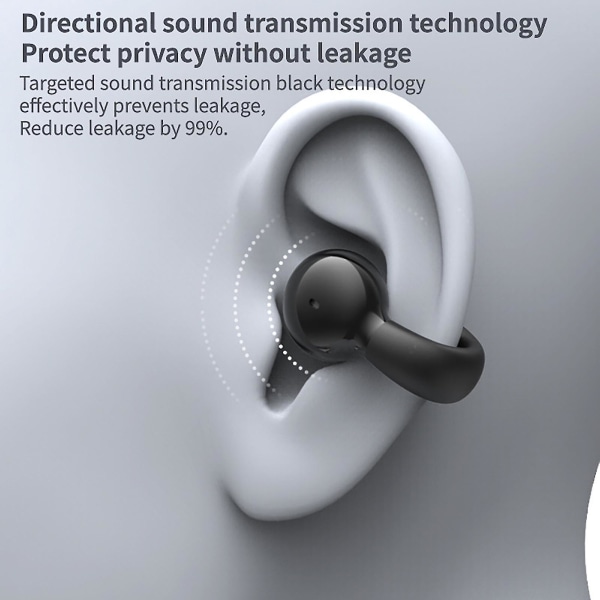 Bluetooth headset oppgradert versjon klips øre stereo ekstern lyd skader ikke øret forretningssportsmodeller kjører volum（Sort）