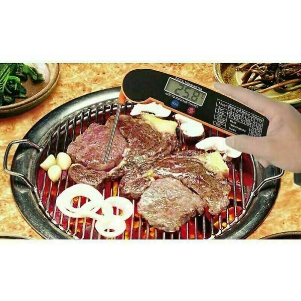 Aleko kjøkkentermometer, 3s instant Read Cooking Thermometer, Kjøtttermometer, Med LED-bakgrunnsbelysningsskjerm, sammenleggbar sonde for matlaging, kjøtt, grill, S